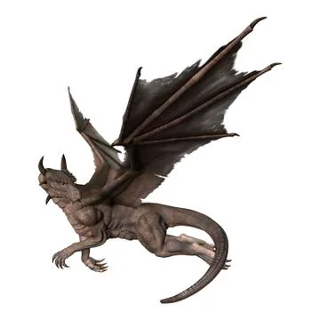 3D Rendering Fantasy Dragon on White Stock Illustration
