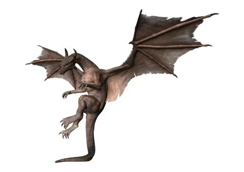 3D Rendering Fantasy Dragon on White Stock Illustration