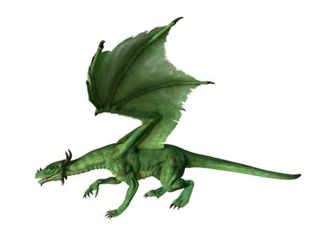 3D Rendering Fantasy Dragon on White Stock Illustration
