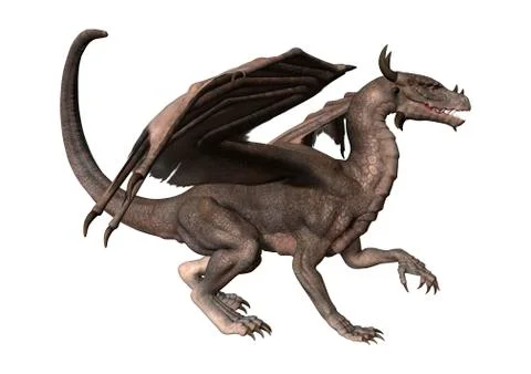 3D Rendering Fantasy Dragon on White Stock Illustration