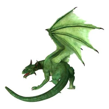 3D Rendering Fantasy Dragon on White Illustrazione stock