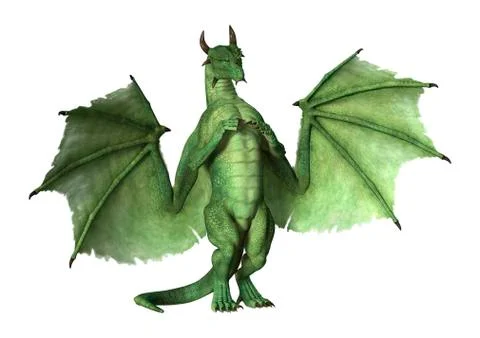 3D Rendering Fantasy Dragon on White Stock Illustration