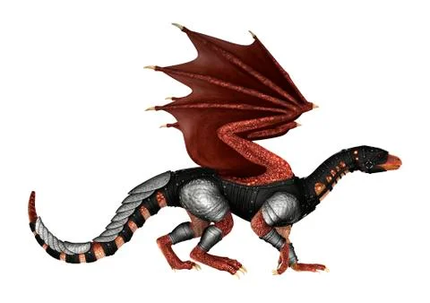 3D Rendering Fantasy Dragon on White Stock Illustration