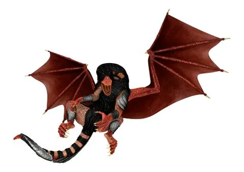 3D Rendering Fantasy Dragon on White Stock Illustration