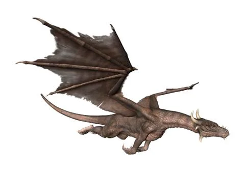 3D Rendering Fantasy Dragon on White Stock Illustration