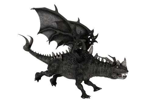 3D Rendering Fantasy Dragon on White Stock Illustration