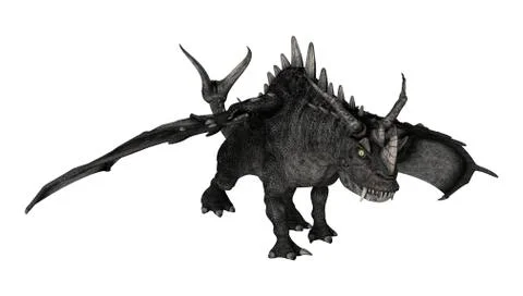 3D Rendering Fantasy Dragon on White Stock Illustration