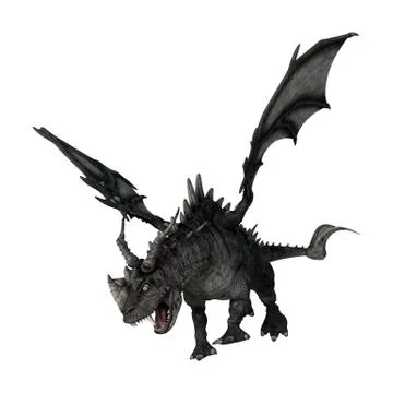 3D Rendering Fantasy Dragon on White Stock Illustration