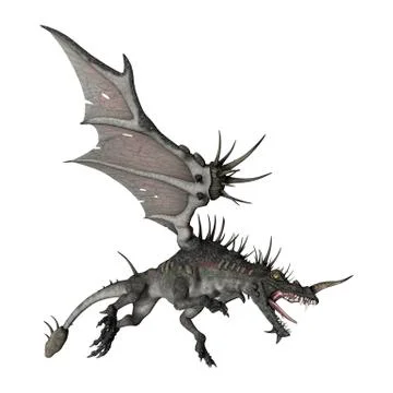 3D Rendering Fantasy Dragon on White Stock Illustration