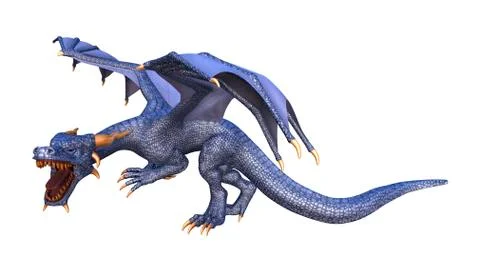 3D Rendering Fantasy Dragon on White Stock Illustration