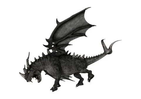 3D Rendering Fantasy Dragon on White Stock Illustration
