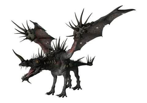 3D Rendering Fantasy Dragon on White Stock Illustration