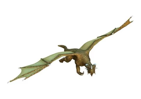 3D Rendering Fantasy Dragon on White Stock Illustration