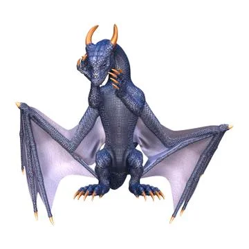 3D Rendering Fantasy Dragon on White Illustrazione stock