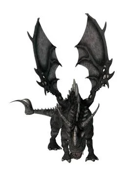 3D Rendering Fantasy Dragon on White Stock Illustration