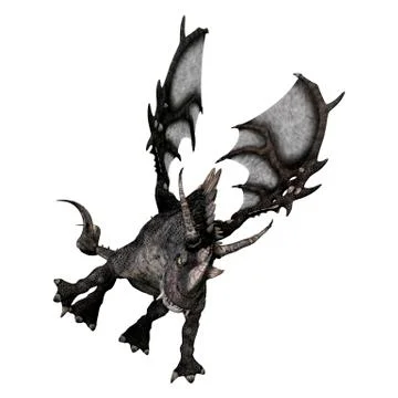 3D Rendering Fantasy Dragon on White Stock Illustration