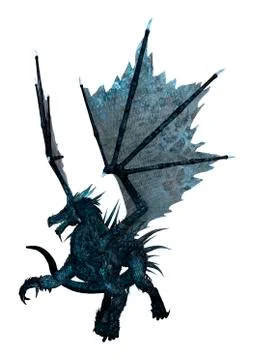 3D Rendering Fantasy Dragon on White Stock Illustration