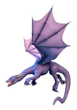 3D Rendering Fantasy Dragon on White Stock Illustration