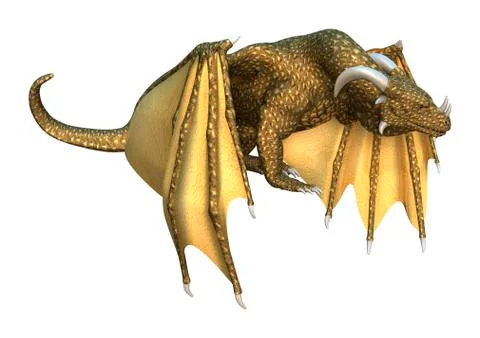 3D Rendering Fantasy Dragon on White Stock Illustration