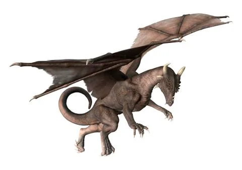 3D Rendering Fantasy Dragon on White Stock Illustration