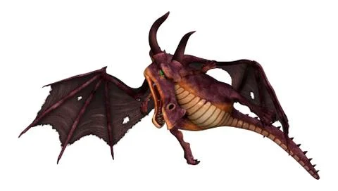 3D Rendering Fantasy Dragon on White Stock Illustration