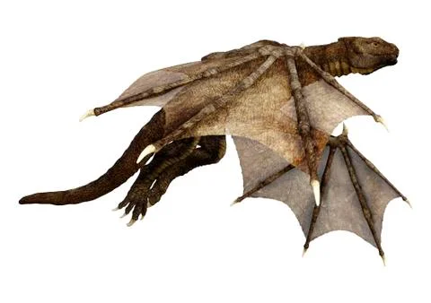 3D Rendering Fantasy Dragon on White Stock Illustration