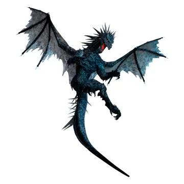 3D Rendering Fantasy Dragon on White Stock Illustration