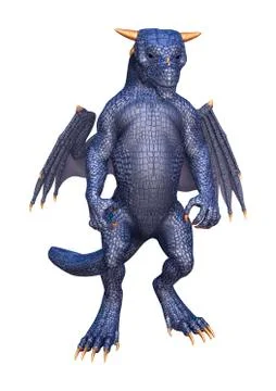 3D Rendering Fantasy Dragon on White Stock Illustration