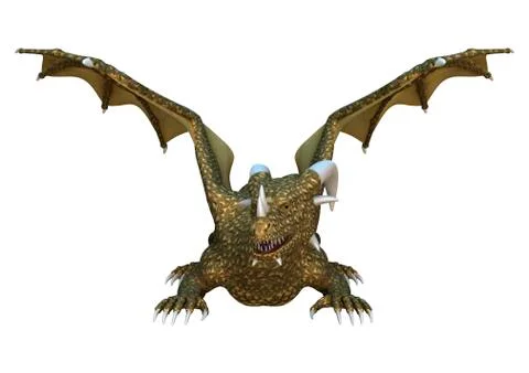 3D Rendering Fantasy Dragon on White Stock Illustration