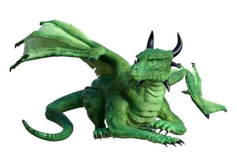 3D Rendering Fantasy Dragon on White Stock Illustration