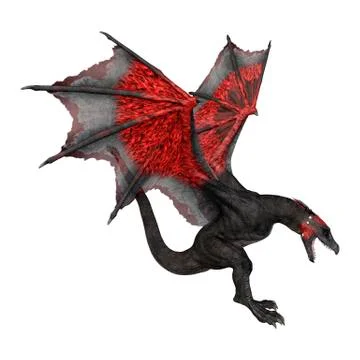 3D Rendering Fantasy Dragon on White Stock Illustration