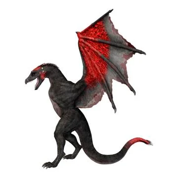 3D Rendering Fantasy Dragon on White Stock Illustration