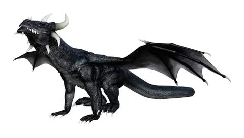 3D Rendering Fantasy Dragon on White Stock Illustration