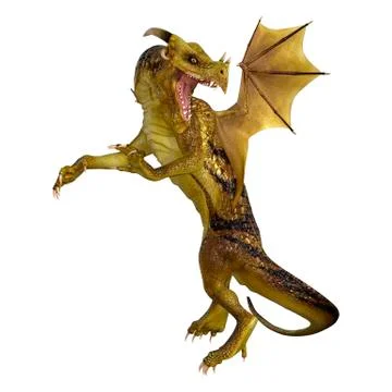 3D Rendering Fantasy Dragon on White Stock Illustration