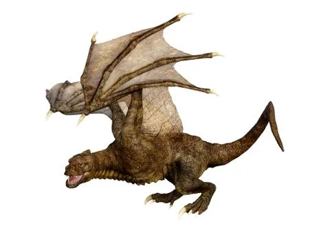 3D Rendering Fantasy Dragon on White Stock Illustration