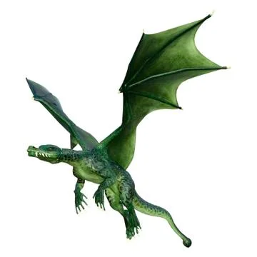 3D Rendering Fantasy Dragon on White Stock Illustration