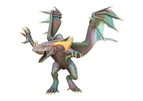 3D Rendering Fantasy Dragon on White Stock Illustration