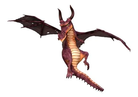 3D Rendering Fantasy Dragon on White Stock Illustration