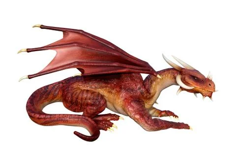 3D Rendering Fantasy Dragon on White Stock Illustration