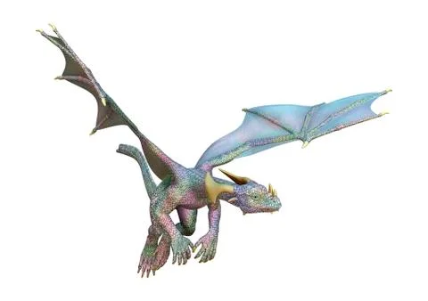 3D Rendering Fantasy Dragon on White Stock Illustration