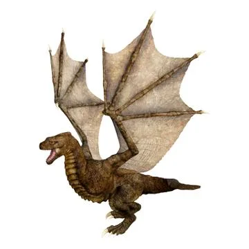 3D Rendering Fantasy Dragon on White Stock Illustration