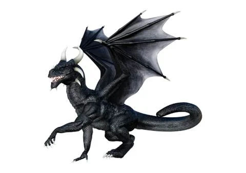 3D Rendering Fantasy Dragon on White Stock Illustration
