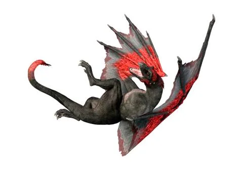 3D Rendering Fantasy Dragon on White Stock Illustration