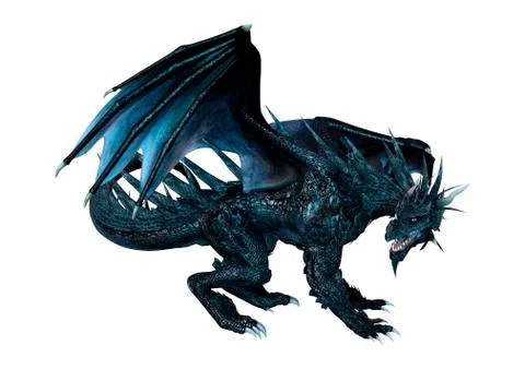 3D Rendering Fantasy Dragon on White Stock Illustration