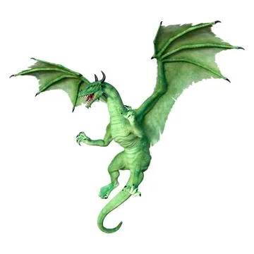 3D Rendering Fantasy Dragon on White Stock Illustration