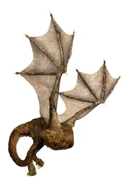 3D Rendering Fantasy Dragon on White Stock Illustration