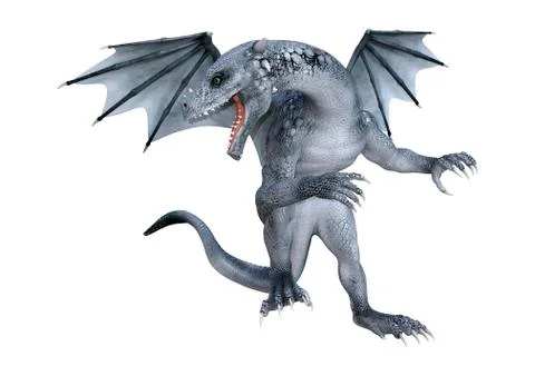 3D Rendering Fantasy Dragon on White Stock Illustration