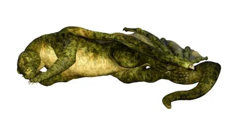 3D Rendering Fantasy Dragon on White Stock Illustration