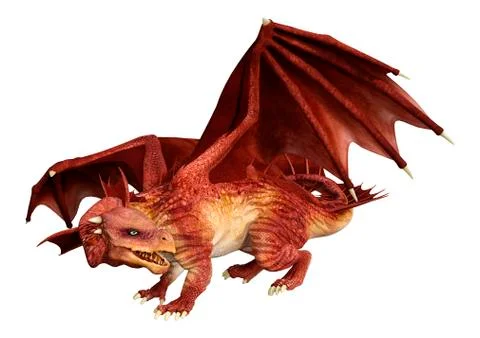 3D Rendering Fantasy Dragon on White Stock Illustration