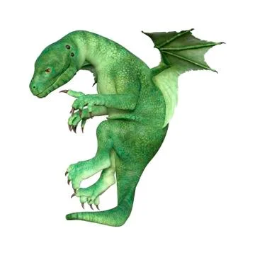 3D Rendering Fantasy Hatchling Dragon on White Illustrazione stock